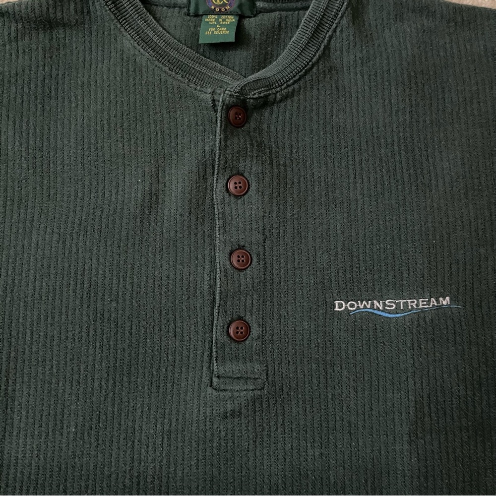 Club Room Men’s Crewneck Henley Sweater 100% Cotton Size Large Forest Green - Picture 5 of 5